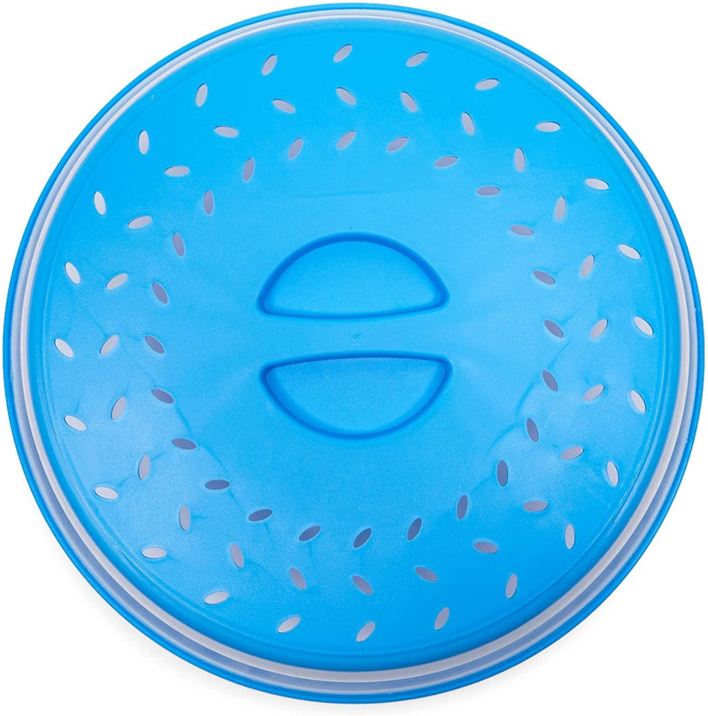 2-Pack 10.5" Silicone Collapsible Microwave Plate Cover, Food Splatter Colander, Blue