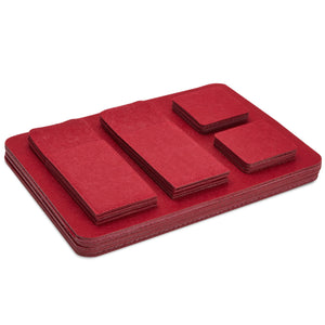 Felt Table Placemats Set of 8 for Dining Table and Kitchen Decor with Drink Coasters and Cutlery Pouches (Dark Red, 24 Pieces)