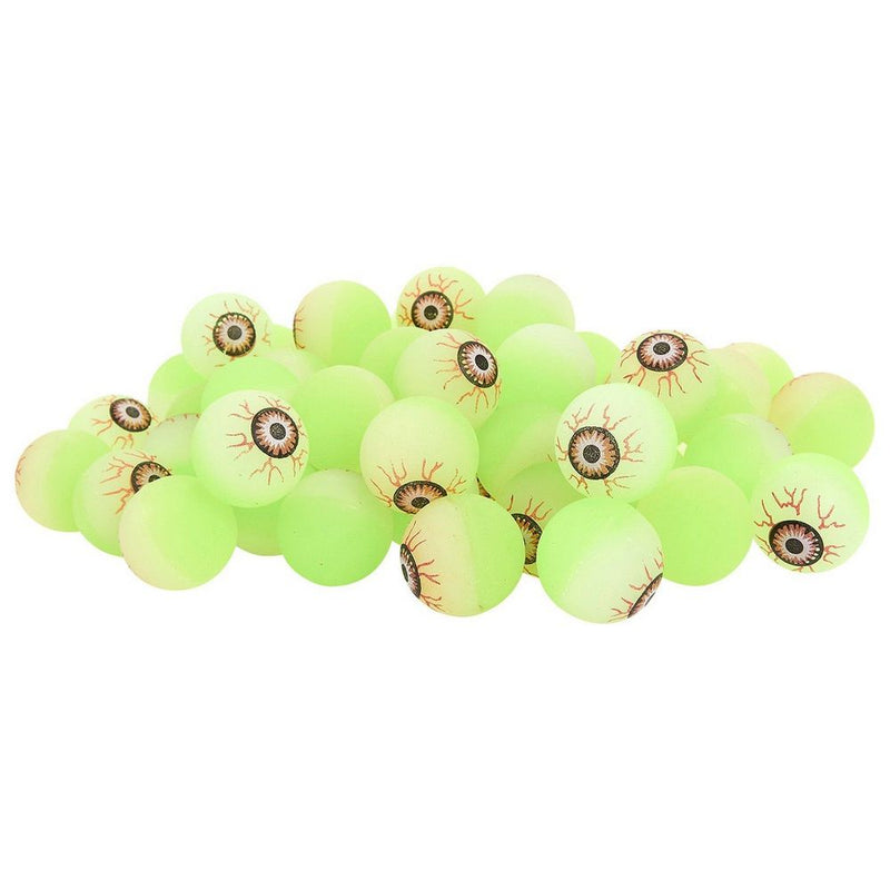 Glowing Eyeball Bouncy Balls for Halloween, Spooky Party Supplies (50 Pack)
