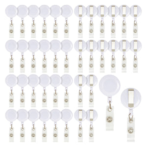 100 Pack Retractable Badge Reel, ID Holders for Nurses and Teachers, Office Supplies, White (26.5 In)