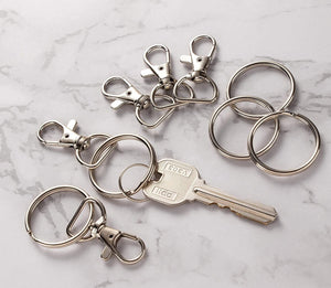 Metal D-Ring Lobster Clasps with Split Key Rings (150 Pieces)