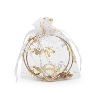 Organza Drawstring Gift Bag Pouch, Gold Foil Butterfly (3.5 x 4.75 In, 120 Pack)