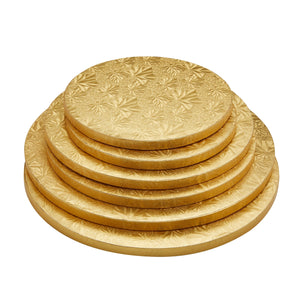 Set of 6 Gold Cake Drums, 8, 10 and 12 Inch Round Boards for Baking (2 of Each Size)