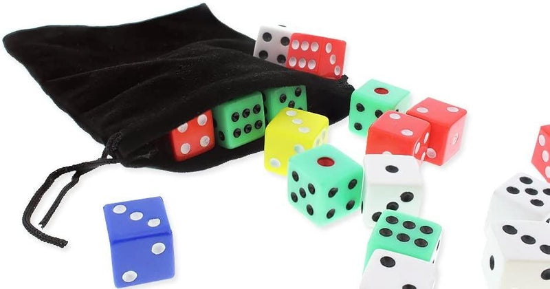 Dice Set with Velvet Bag and Carrying Case for Table Games (100 Pieces)