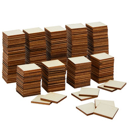 Wood Squares with Straight Corners for Crafts (1x1 Inch, 200 Pack)