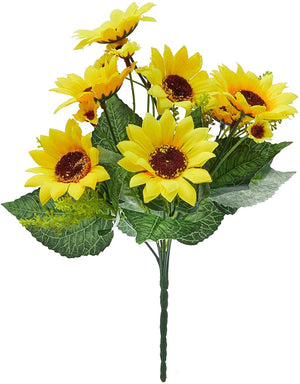 4 Bouquet Yellow Sunflowers Artificial Fake Flowers for Floral Home Decorations