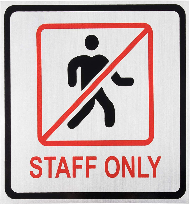 Staff Only Sign, Self-Adhesive (5.5 x 5.5 In, 4 Pack)