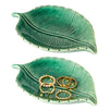 2-Pack Small Green Leaf-Shaped Trinket Tray, 5.3x3.6x0.8-Inch Ceramic Jewelry Dish