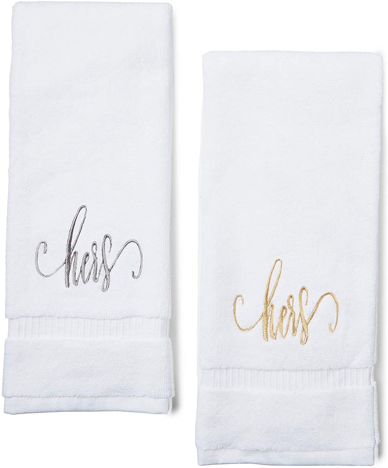 Hers and Hers Monogrammed Hand Towels Wedding Gift for Lesbian Couple Women (16 x 30 in, Set of 2)