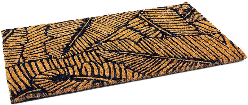 Natural Coir Welcome Door Mat, Bohemian Style Decor (Brown, Black 17 x 30 in)