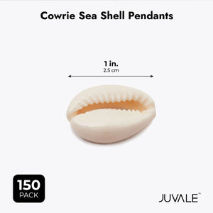 Cowrie Sea Shell Pendants, 1 Inch Dangle Charms for DIY Jewelry Making (150 Pieces)