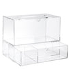 Clear Tissue Box Holder with Pull Out Drawer, Rectangle Dispenser Tissue Box Cover and Cosmetic Organizer for Bathroom (9.3 x 7 x 5 In)