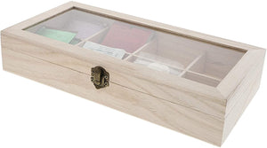 Unfinished Wood Tea Storage Box, 8 Compartments (12.5 x 10 x 2 in)