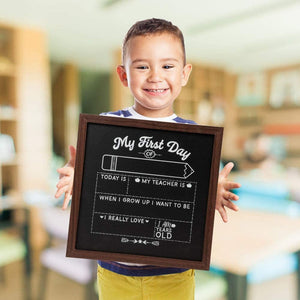 First and Last Day of School Chalkboard Sign, Teacher Classroom Supplies (2 Pieces)