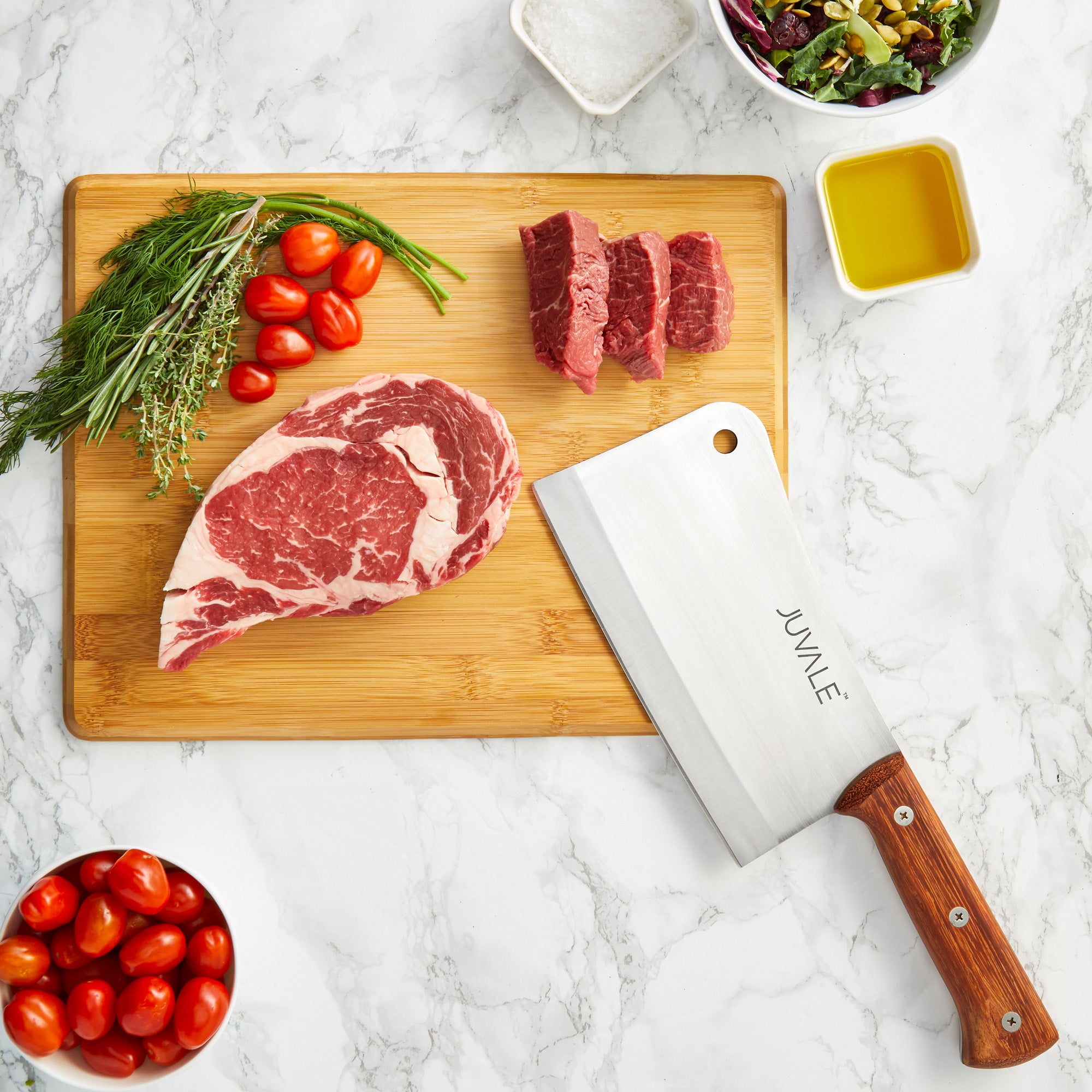 Juvale Meat Cleaver, Heavy Duty Knife with Solid Wood Handle