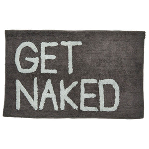 Plush Bath Mat, Personalized Get Naked Bathroom Rug (Grey, 32 x 20 In)