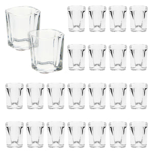 24 Pack Clear 2 Oz Square Shot Glasses for Birthday, Wedding, Bulk Set for Tequila, Whiskey, Vodka, Liqueurs