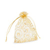 Gold Organza Bags with Drawstring, 3x4 Jewelry Pouch for Gifts, Party Favors (120 Pack)