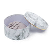 Set of 3 Small Round Gift Boxes with Lids, White Marble Print Cardboard Boxes (3 Sizes)