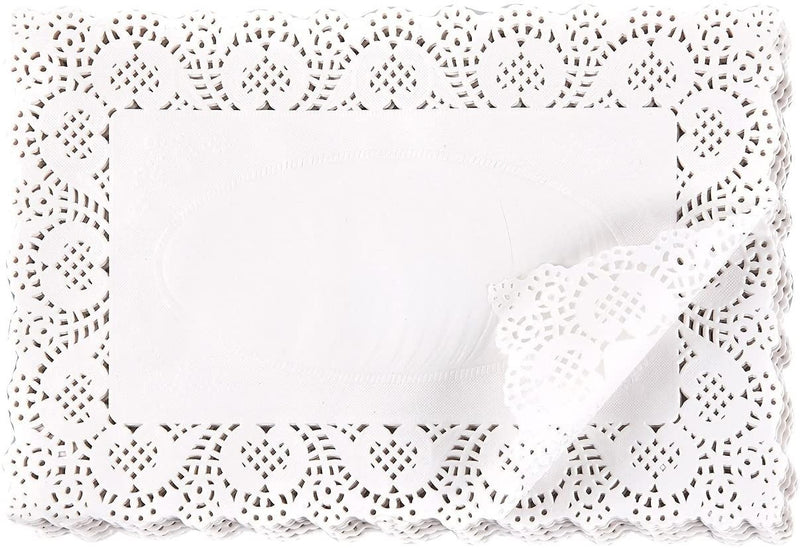 Juvale Rectangular Paper Lace Doilies (200-Pack), White, 11.7 x 7.3 Inches
