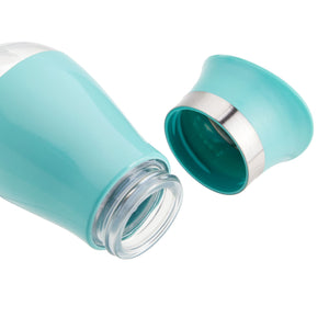 Stainless Steel Teal Salt and Pepper Shakers Set with Glass Bottom, Screw-Off Caps, Perforated "S" and "P" Designs for Kitchen (4oz)