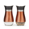 Stainless Steel Copper Salt and Pepper Shakers Set with Glass Bottom, Screw-Off Caps, Perforated "S" and "P" Designs for Kitchen (4oz)