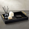 Black Serving Tray for Coffee Table, 16x12" with Coasters, Decorative Interchangeable Gold and Silver Handles