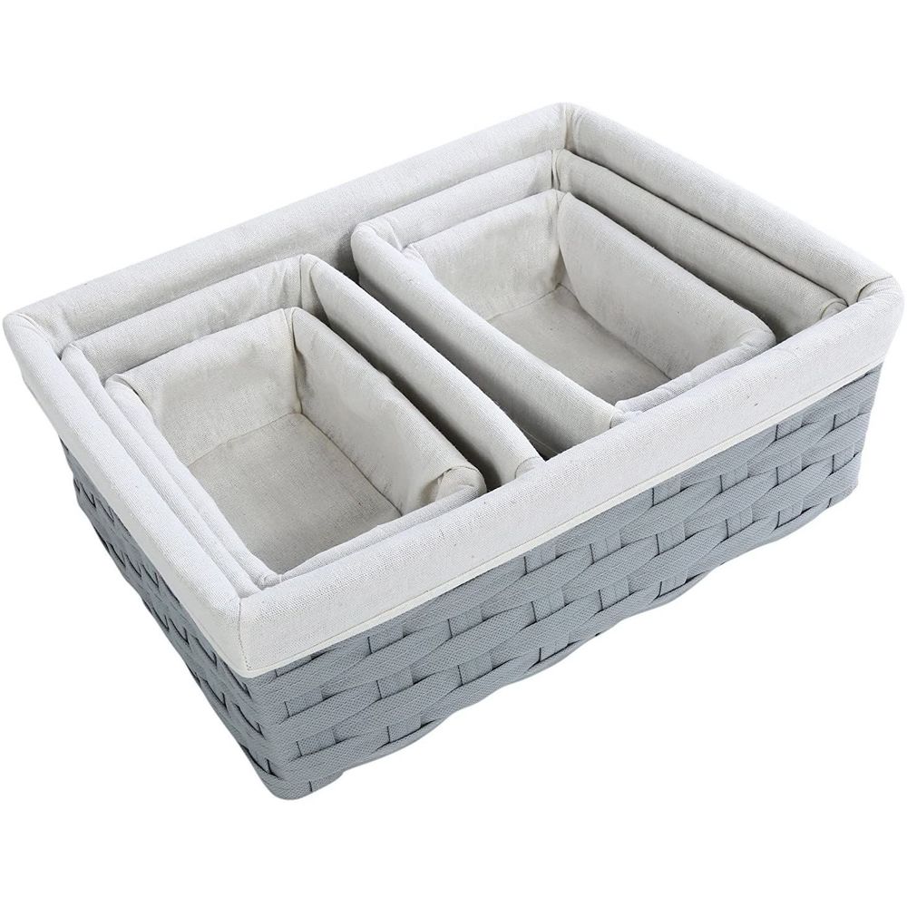 Rectangular Storage Baskets, Storage Baskets for Shelves, Woven Rattan