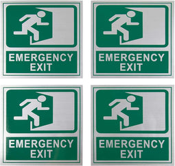 Emergency Exit Sign, Self-Adhesive (5.5 x 5.5 In, 4 Pack)