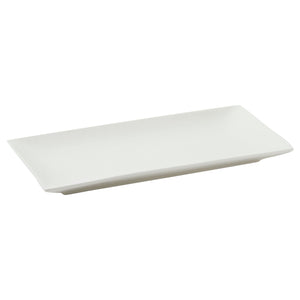 White Ceramic Serving Platter Trays, Set of 4 Rectangular Appetizer Plates (9.5 Inches)