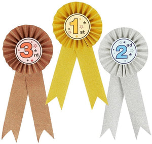 6-Pack Award Ribbons - Rosette Ribbons Award Set - Recognition Awards for 1st, 2nd, 3rd Place of Science Fairs, Ceremonies and Events Certificates, Gold, Silver, Bronze, 7.5 Inches