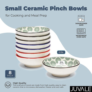 Small Ceramic Pinch Bowls for Cooking and Meal Prep (2 oz, 8 Pack)