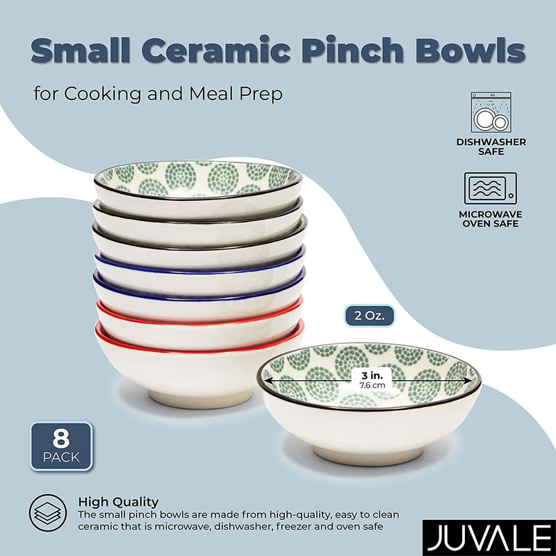 Small Ceramic Pinch Bowls for Cooking and Meal Prep (2 oz, 8 Pack)