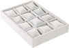 Watch and Jewelry Display Tray with Grid Pillows (Grey, Velvet)