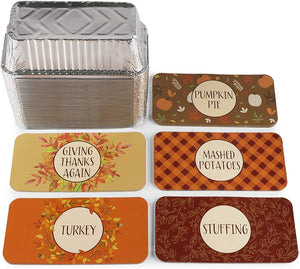 50 Pack Thanksgiving Aluminum Foil Loaf Pans with Holiday Paper Lids, 22 oz Baking Tins (8.7 x 4.8 x 2.75 In)