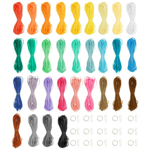 31 Color Lanyard String Kit, Gimp String for Bracelets Boondoggle Keychains, Plastic Cord with Rings and Hooks (40 Ft Each Roll)