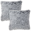 Grey Faux Fur Throw Pillow Covers, Fuzzy Home Decor (20 x 20 Inches, 2 Pack)