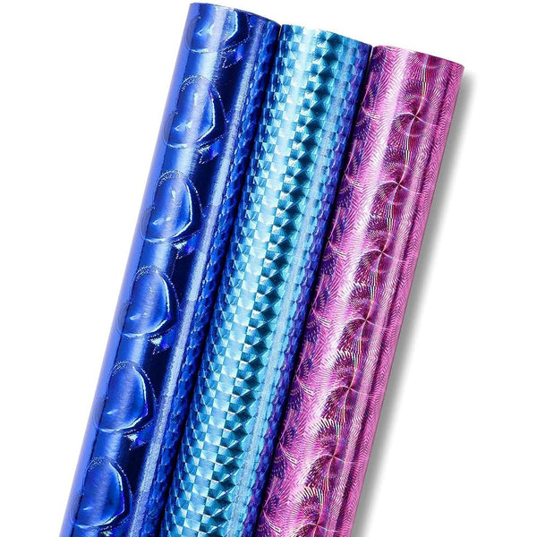 Iridescent and Holographic Gift Wrapping Paper (52 Feet, 3 Rolls)