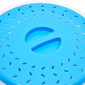 2-Pack 10.5" Silicone Collapsible Microwave Plate Cover, Food Splatter Colander, Blue