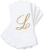 Monogrammed Fingertip Towels, Embroidered Letter L (11 x 18 in, White, Set of 4)