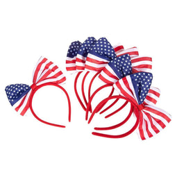 Patriotic American Flag Bow Headbands for Election Day, July 4th (6 Pack)