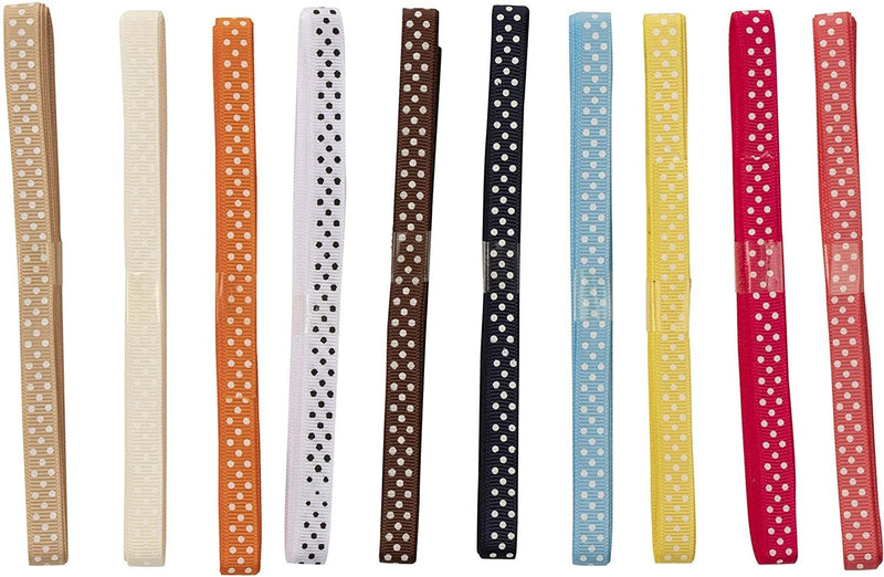 3/8" x 3 Yards Grosgrain Ribbons, Polka Dot Fabric in 20 Colors for Sewing, Gift Wrapping, Arts, Crafts (20 Bundles)