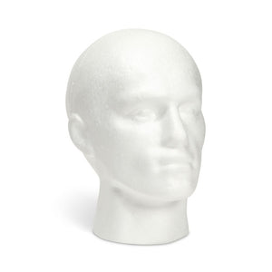 Male Mannequin Head, Foam Wig Stand (White, 9 x 11 In)