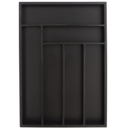 Bamboo Silverware Organizer for Drawer, Kitchen, 6 Slot Utensil Tray (Black, 17 x 11.75 x 1.75 In)