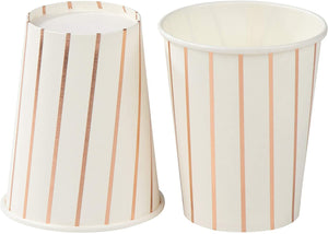 Rose Gold Stripe Design Party Bundle, Includes Plates, Napkins, and Cups (24 Guests, 72 Pieces)