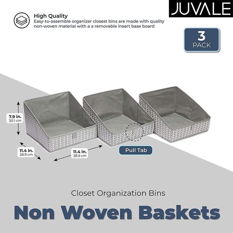 Juvale Non Woven Baskets, Closet Organization Bins (11.4 x 11.4 x 7.9 in, 3 Pack)