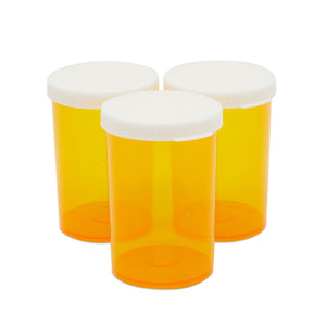 Empty Prescription Bottles with Lids, Plastic 20 Dram Pill Vials (Orange, 50 Pack)