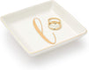 Letter L Ceramic Trinket Tray, Monogram Initials Jewelry Dish (4 x 4 Inches)