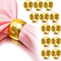 Set of 12 Metal Gold Napkin Rings Holder for Dinner Table Wedding Event, 1.8 inches