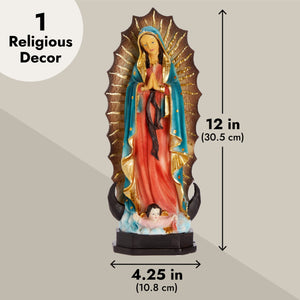 12 Inch Our Lady of Guadalupe Statue, Resin Religious Figurine, Christian Decor